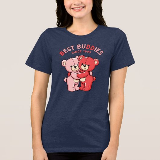 Best Buddies Since 1990 Red Teddy Bears トライブレンドＴシャツ (正面)