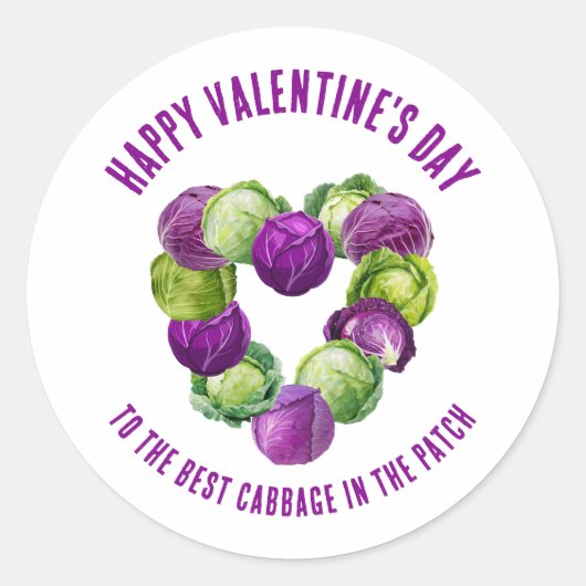 BEST CABBAGE IN THE PATCH Valentine Couples ラウンドシール (正面)