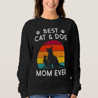 Best Cat And Dog Mom Ever Vintage Retro Pet Owner  スウェットシャツ