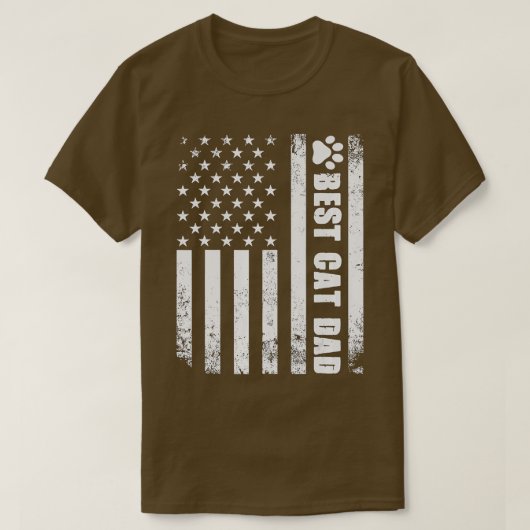 Best Cat Dad Ever American Flag Camo  For Fathers  Tシャツ (デザイン正面)