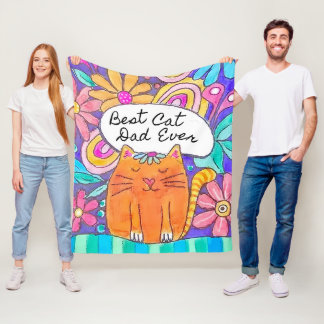 Best Cat Dad Ever Cat Gift for Dad Blanket フリースブランケット