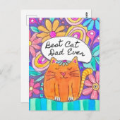 Best Cat Dad Ever Cat Lover Postcard ポストカード (正面/裏面)