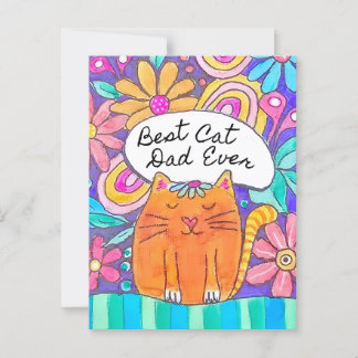 Best Cat Dad Ever Cat Lover Postcard ポストカード