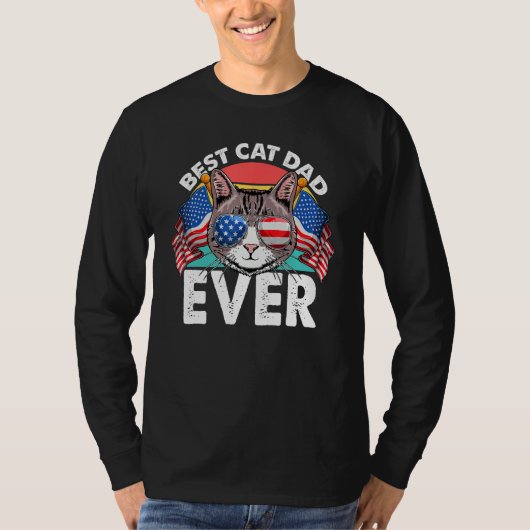Best Cat Dad Ever Fathers Day 4th Of July Cat  USA Tシャツ (正面)