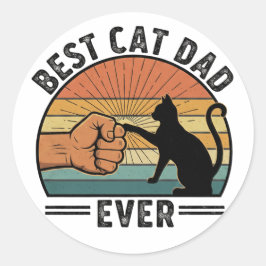 Best Cat Dad Ever  Funny Cat Lover Sticker ラウンドシール