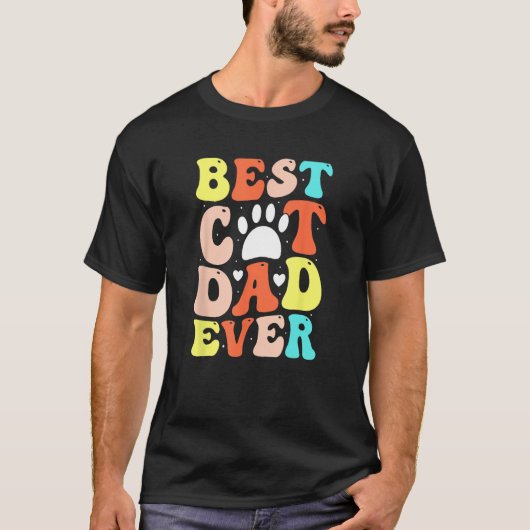 Best Cat Dad Ever Happy Father Day 2023 Retro Groo Tシャツ (正面)