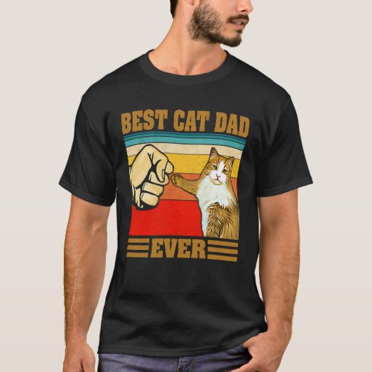 Best Cat Dad Ever  Kitten Cat Fist Bump Retro Vint Tシャツ (正面)