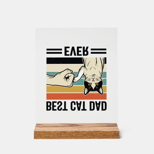 Best Cat Dad Ever Retro Cat Fist Bump Shirt_1 アクリルサイン (正面)