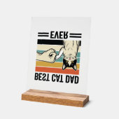 Best Cat Dad Ever Retro Cat Fist Bump Shirt_1 アクリルサイン (傾斜)