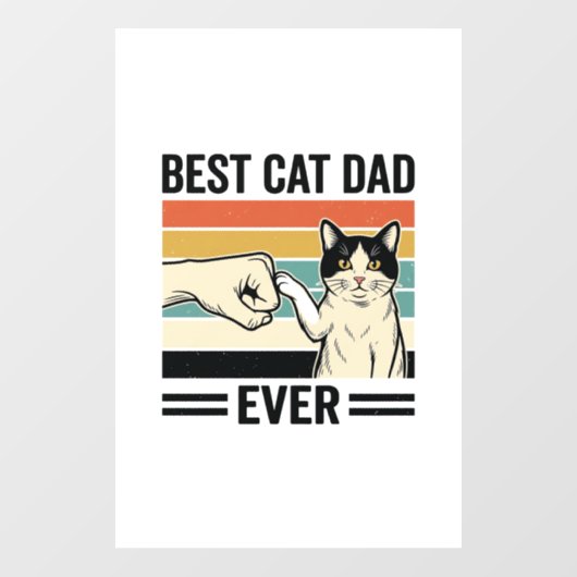 Best Cat Dad Ever Retro Cat Fist Bump Shirt_1 ウィンドウサイン (シート)