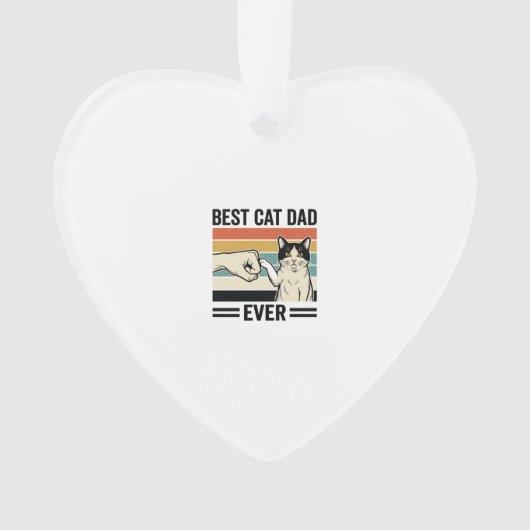 Best Cat Dad Ever Retro Cat Fist Bump Shirt_1 オーナメント (正面)