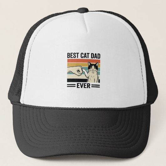 Best Cat Dad Ever Retro Cat Fist Bump Shirt_1 キャップ (正面)