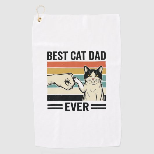Best Cat Dad Ever Retro Cat Fist Bump Shirt_1 ゴルフタオル (正面)