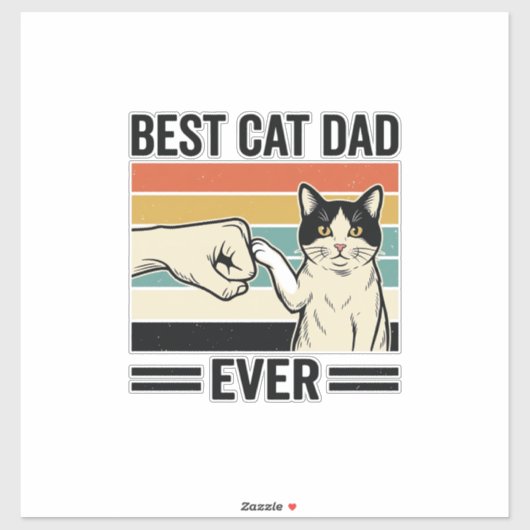 Best Cat Dad Ever Retro Cat Fist Bump Shirt_1 シール (シート)