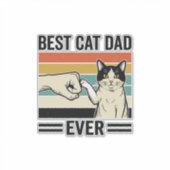 Best Cat Dad Ever Retro Cat Fist Bump Shirt_1 シール (正面)