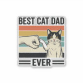 Best Cat Dad Ever Retro Cat Fist Bump Shirt_1 シール (正面)