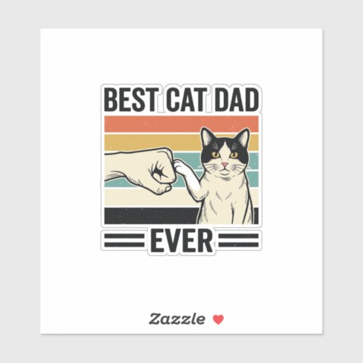Best Cat Dad Ever Retro Cat Fist Bump Shirt_1 シール (シート)