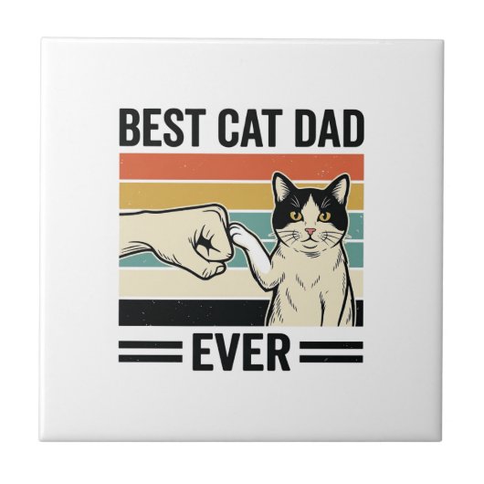 Best Cat Dad Ever Retro Cat Fist Bump Shirt_1 タイル (正面)
