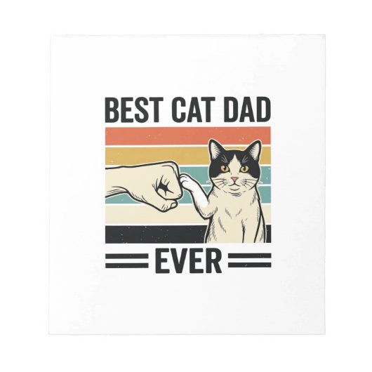 Best Cat Dad Ever Retro Cat Fist Bump Shirt_1 ノートパッド (正面)
