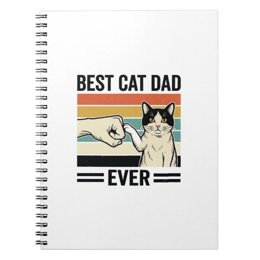 Best Cat Dad Ever Retro Cat Fist Bump Shirt_1 ノートブック (正面)
