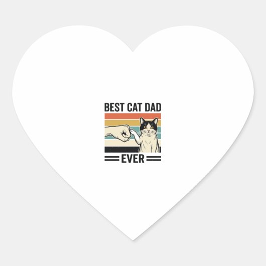 Best Cat Dad Ever Retro Cat Fist Bump Shirt_1 ハートシール (正面)