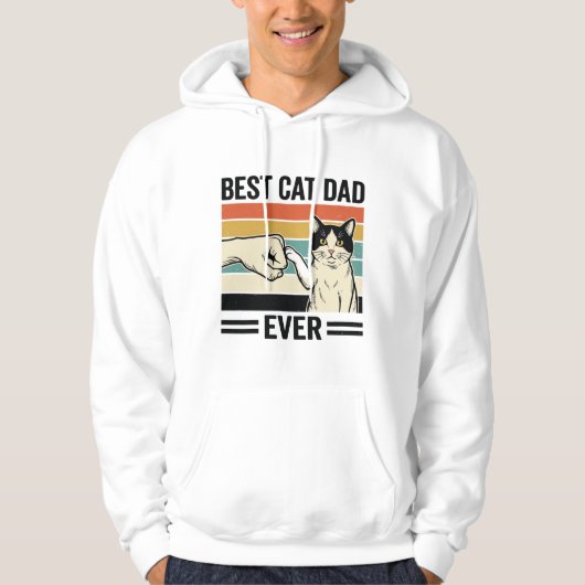 Best Cat Dad Ever Retro Cat Fist Bump Shirt_1 パーカ (正面)
