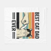 Best Cat Dad Ever Retro Cat Fist Bump Shirt_1 フリースブランケット (正面(横))