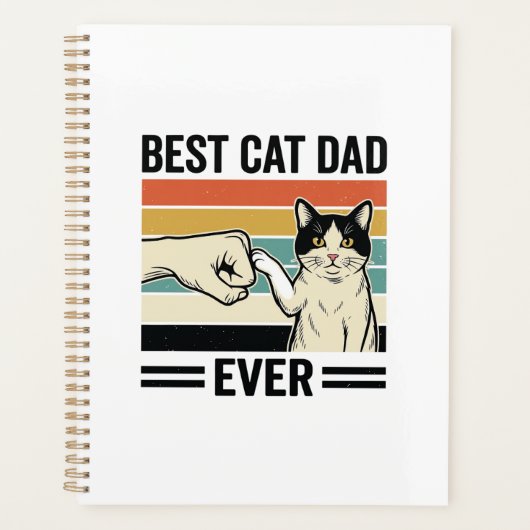 Best Cat Dad Ever Retro Cat Fist Bump Shirt_1 プランナー手帳 (正面)