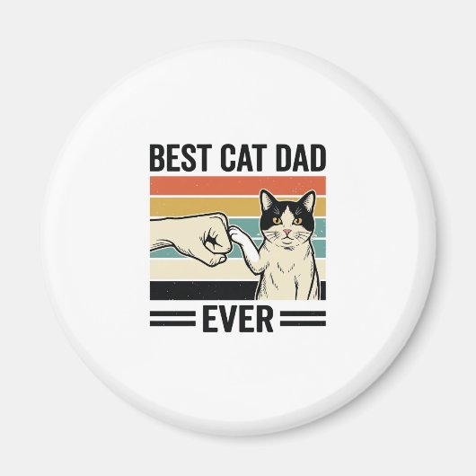 Best Cat Dad Ever Retro Cat Fist Bump Shirt_1 マグネット (正面)