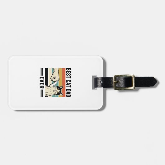 Best Cat Dad Ever Retro Cat Fist Bump Shirt_1 ラゲッジタグ (正面横)