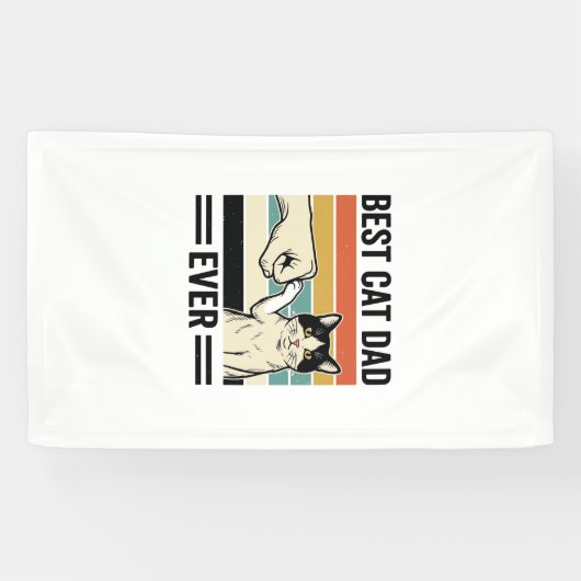 Best Cat Dad Ever Retro Cat Fist Bump Shirt_1 横断幕 (横)