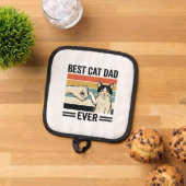 Best Cat Dad Ever Retro Cat Fist Bump Shirt_1 鍋敷き (トップダウン)