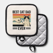 Best Cat Dad Ever Retro Cat Fist Bump Shirt_1 鍋敷き (正面/裏面)