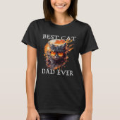 Best Cat Dad Ever Retro Grunge Cat Owner Cat Tシャツ (正面)