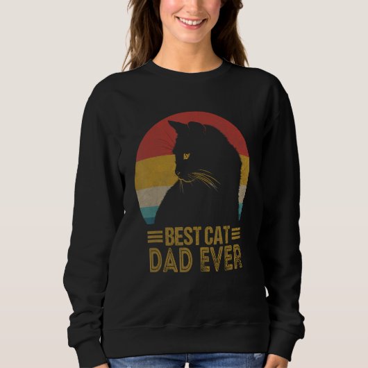 Best Cat Dad Ever Retro Sunset  Daddy Cat Father s スウェットシャツ (正面)
