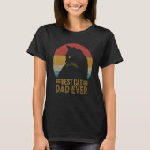 Best Cat Dad Ever Retro Sunset  Daddy Cat Father s Tシャツ (正面)