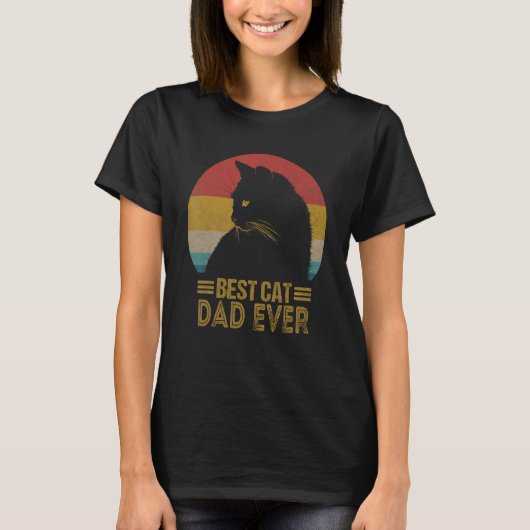 Best Cat Dad Ever Retro Sunset  Daddy Cat Father s Tシャツ (正面)