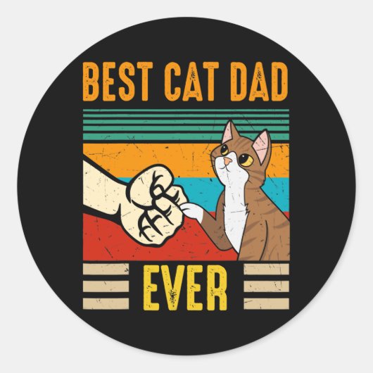 Best Cat Dad Ever Tee Funny Cat Daddy Father Day  ラウンドシール (正面)