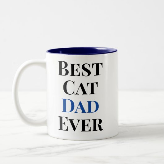 Best Cat Dad Ever Text‑Only Cat ツートーンマグカップ (左)