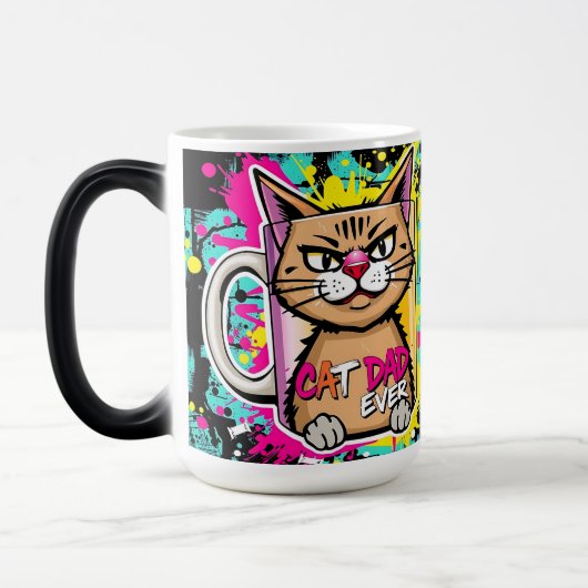Best Cat Dad Ever – Urban Whisker King Mug モーフィングマグカップ (左)