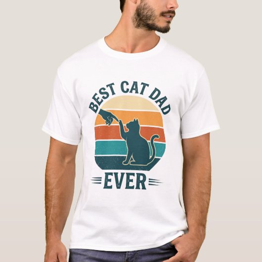 Best Cat Dad Ever Vintage Cat Shirt Design_1 Tシャツ (正面)