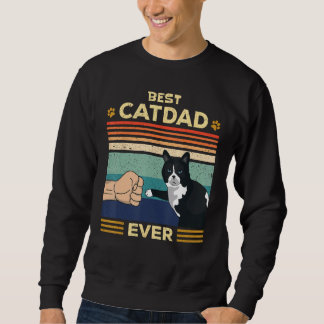 Best Cat Dad Ever Vintage Retro Cat Gifts Men Fath スウェットシャツ