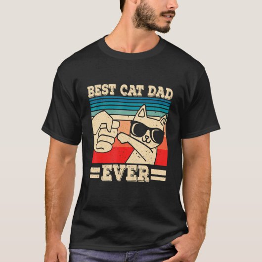 Best Cat Dad Ever Vintage Retro Tシャツ (正面)