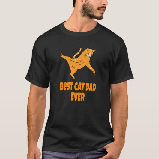 Best Cat Dad Ever With Orange Kitten Tシャツ (正面)