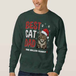 Best Cat Dad Personalized family  name christmas スウェットシャツ