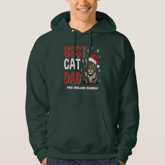 Best Cat Dad Personalized family  name christmas パーカ (正面)