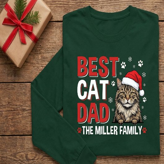 Best Cat Dad Personalized family  name christmas Tシャツ