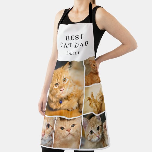 Best Cat Dad Photo Collage エプロン (インサイチュ)
