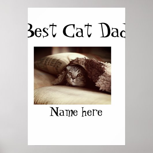 best cat dad photo name fathers day pet dad daddy  ポスター (正面)