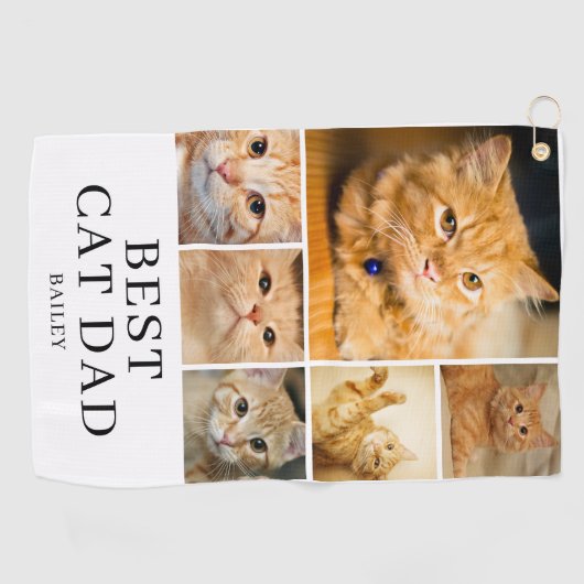 Best Cat Dad Photo Personalized  ゴルフタオル (横)